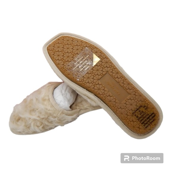 Kate Spade Cream Shearling Mule Slippers Womens 6 Cozy Warm Soft Loungewear - Picture 5 of 8